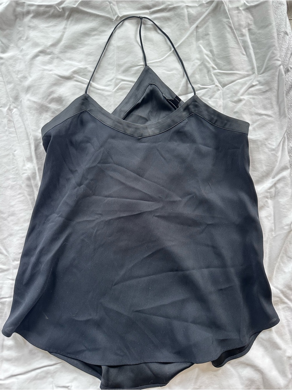 Express Black Satin V-Neck Spaghetti Strap Women’s Tank Top